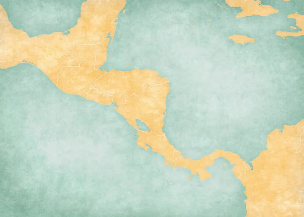 Blank Map Central America Country Borders Soft Grunge Vintage Style — Stock Photo, Image