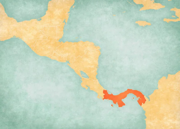 Панама Карте Центральной Америки Мягком Гранже Винтажном Стиле Старая Бумага — стоковое фото