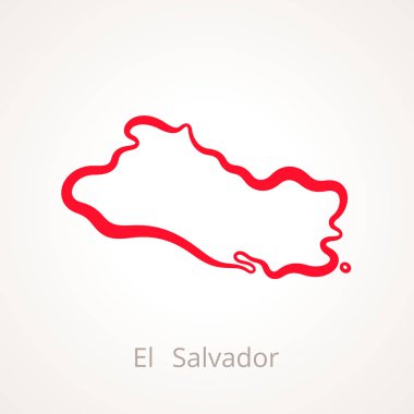 El Salvador Haritası Anahat kırmızı çizgi ile işaretlenmiş.