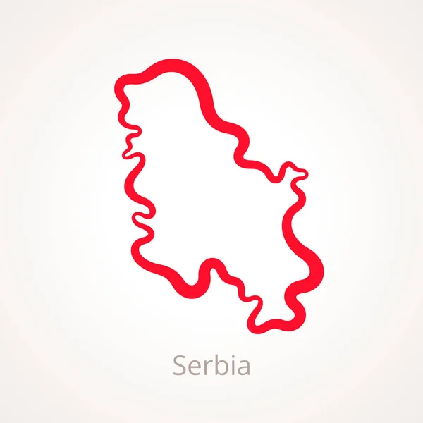 Umrisskarte Serbiens Mit Roter Linie Markiert — Stockvektor