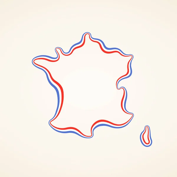 Umrisskarte Von Frankreich Mit Schleife Den Farben Der Flagge Markiert — Stockvektor
