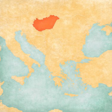 Macaristan Balkanlar harita yumuşak grunge ve suluboya ile eski kağıt gibi vintage tarzı.