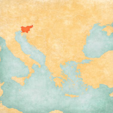 Slovenya Balkanlar harita yumuşak grunge ve suluboya ile eski kağıt gibi vintage tarzı.