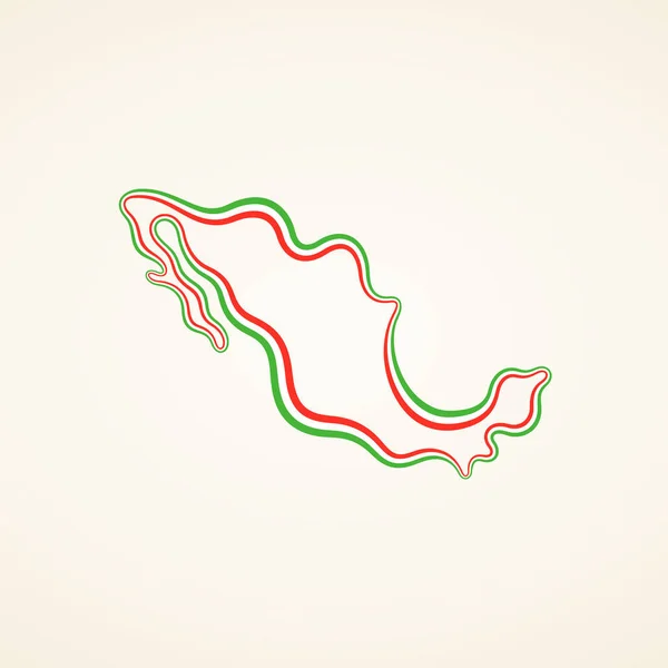 Контур Мапу Мексики Відмічені Стрічки Кольори Від Прапор — стоковий вектор