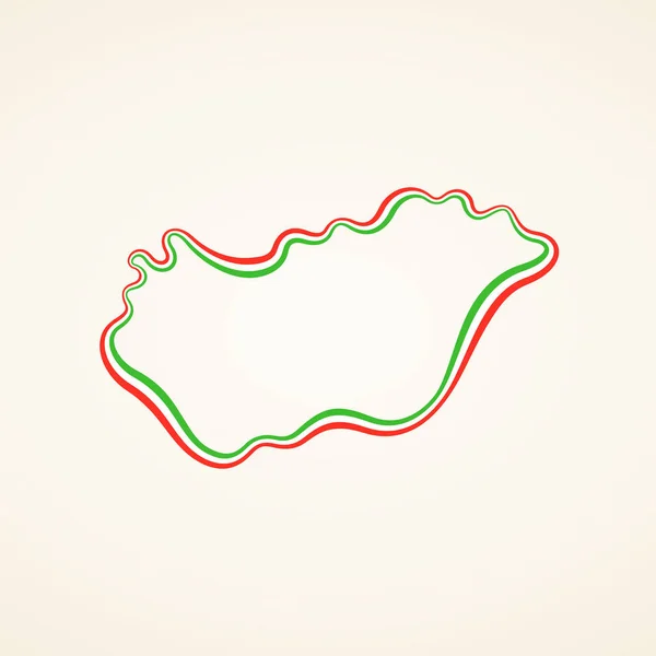 标志的匈牙利的概要地图以色带在颜色从旗子 — 图库矢量图片