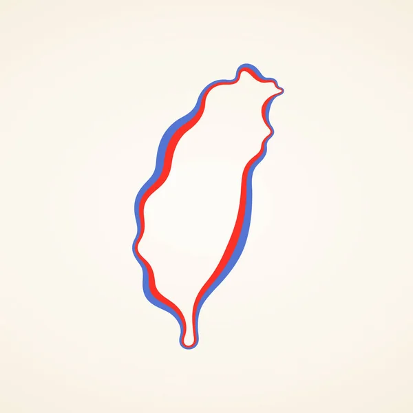 Mapa Oznaczona Pomocą Wstążki Kolorach Flagę Tajwanu — Wektor stockowy