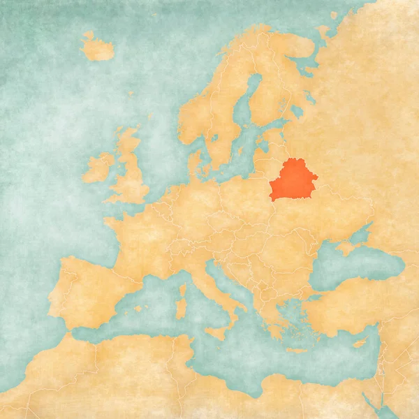 Beyaz Rusya Avrupa Haritası Yumuşak Grunge Suluboya Ile Eski Kağıt — Stok fotoğraf