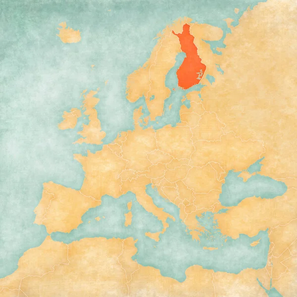 Finlândia Mapa Europa Estilo Grunge Suave Vintage Como Papel Velho — Fotografia de Stock