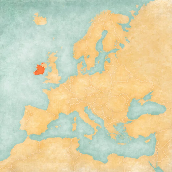 Irlanda Mapa Europa Estilo Soft Grunge Vintage Como Papel Velho — Fotografia de Stock