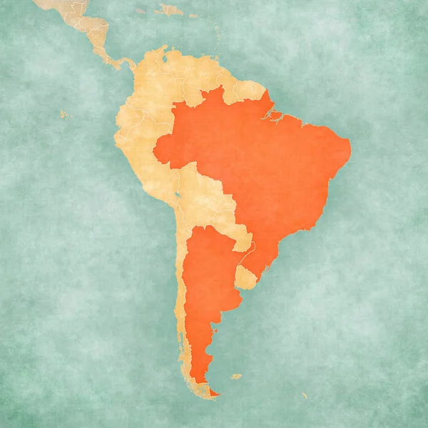 Карта Південної Америки - Бразилія і Аргентина — стокове фото