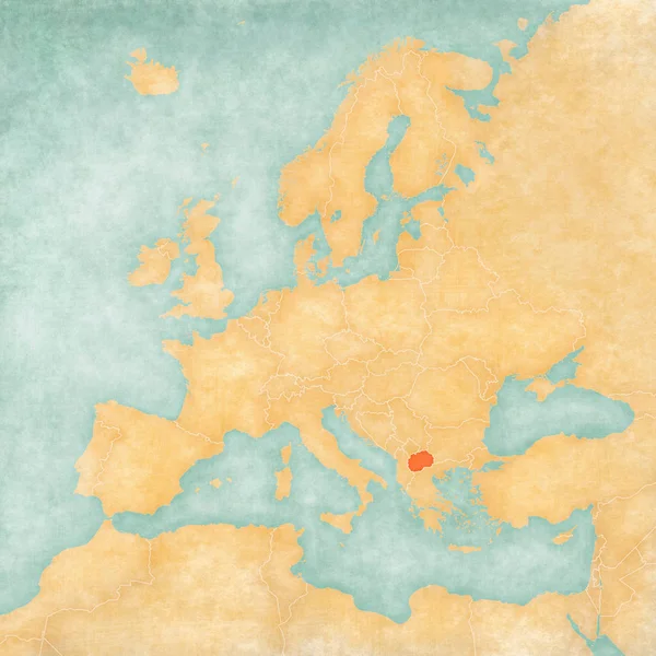 부드러운 종이와 수채화 빈티지 스타일에 유럽의 지도에 마케도니아 — 스톡 사진