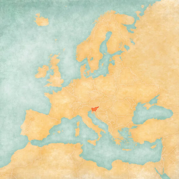 Eslovénia Mapa Europa Estilo Soft Grunge Vintage Como Papel Velho — Fotografia de Stock