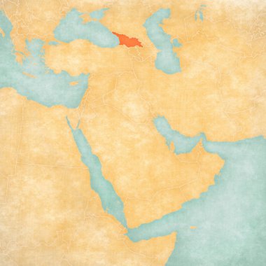Orta Doğu (Avrupa) harita yumuşak grunge ve suluboya ile eski kağıt gibi vintage tarzı Gürcistan. 