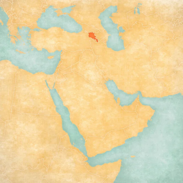 Armenia Map Middle East Western Asia Soft Grunge Vintage Style — Stock Photo, Image