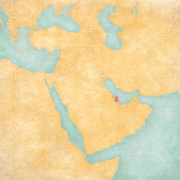Qatar Sulla Mappa Medio Oriente Asia Occidentale Morbido Grunge Stile — Foto Stock