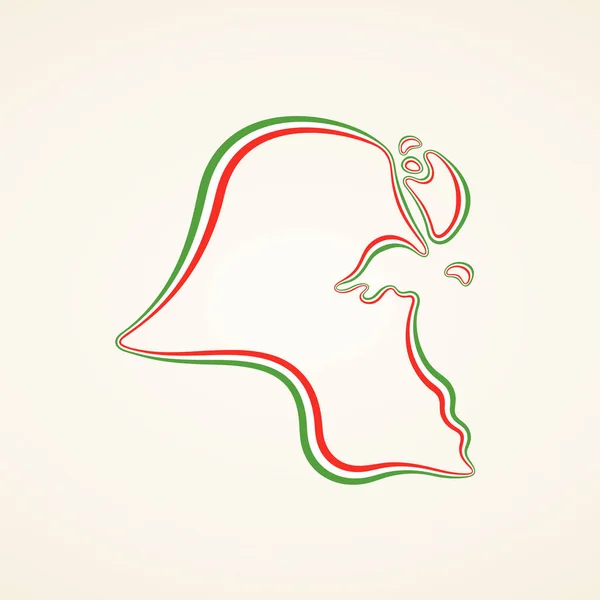 Carte Aperçu Koweït Marquée Avec Ruban Dans Les Couleurs Drapeau — Image vectorielle