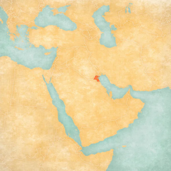 Kuwait Sulla Mappa Medio Oriente Asia Occidentale Stile Grunge Morbido — Foto Stock
