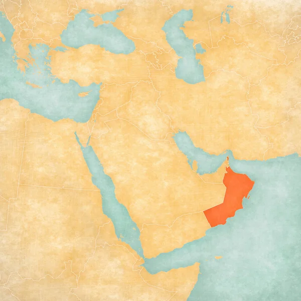 Oman Map Middle East Western Asia Soft Grunge Vintage Style — Stock Photo, Image