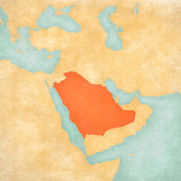 Σαουδική Αραβία Στο Χάρτη Της Μέσης Ανατολής Δυτική Ασία Μαλακό — Φωτογραφία Αρχείου