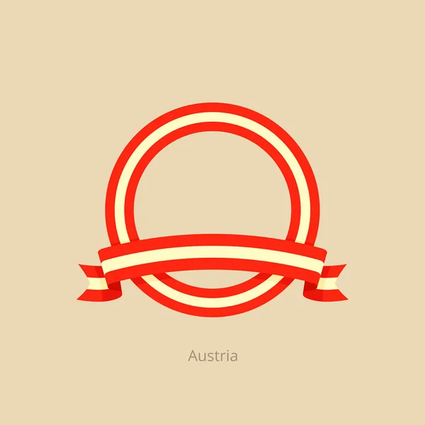 Ribbon Circle Flag Austria Flat Design Style — Stock Vector