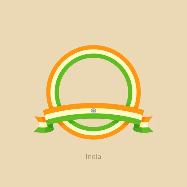 Cinta Círculo Con Bandera India Estilo Diseño Plano — Vector de stock