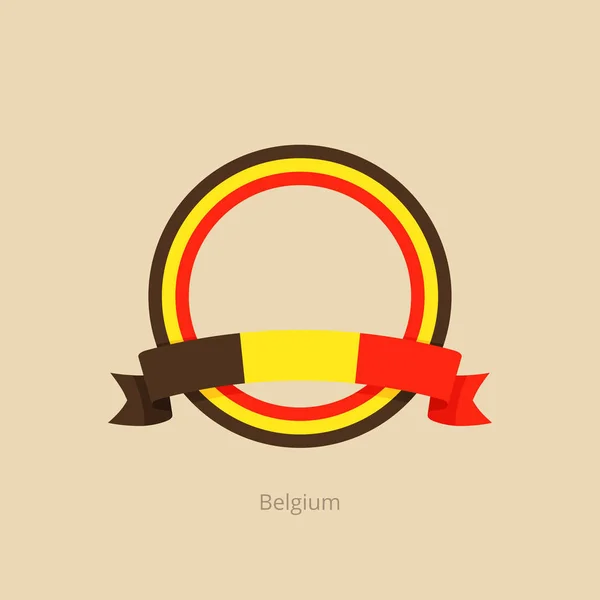 Κορδέλα Και Κύκλος Σημαία Του Βελγίου Στυλ Επίπεδη Σχεδίαση — Διανυσματικό Αρχείο