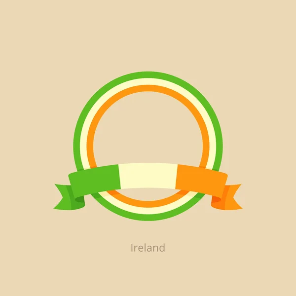 Ribbon Circle Flag Ireland Flat Design Style — Stock Vector