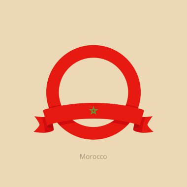 Şerit ve Fas bayrağı düz tasarım tarzında olan daire.