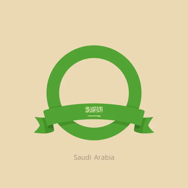 Cinta Círculo Con Bandera Arabia Saudita Estilo Diseño Plano — Archivo Imágenes Vectoriales