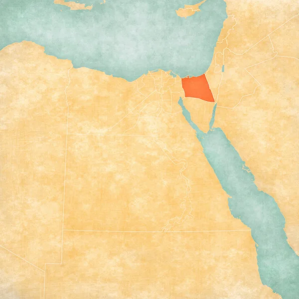 Mappa dell'Egitto Governatorato del Sinai Settentrionale — Foto Stock