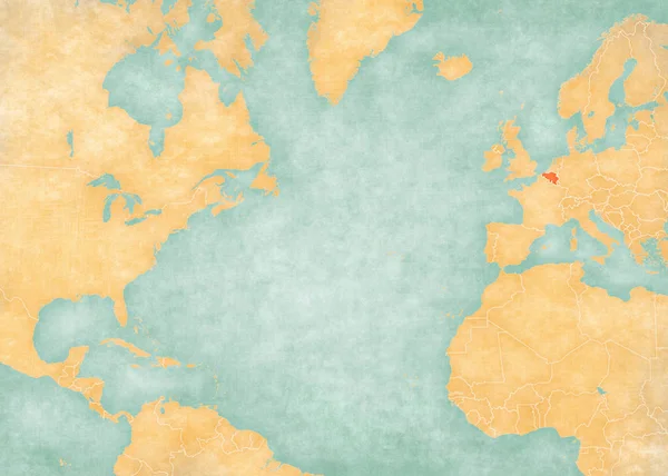 Mappa dell'Oceano Atlantico settentrionale - Belgio — Foto Stock