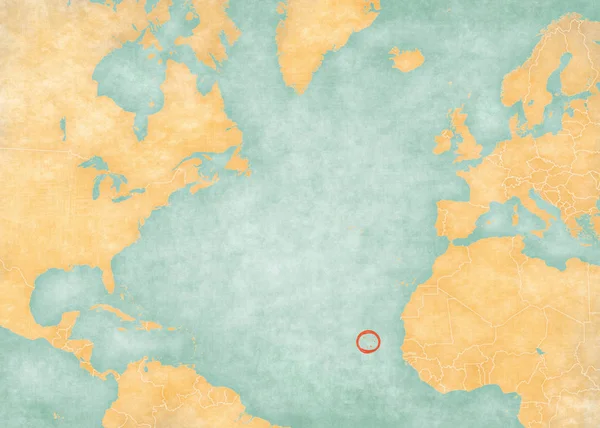 Map of North Atlantic Ocean - Cabo Verde — Stock Photo, Image