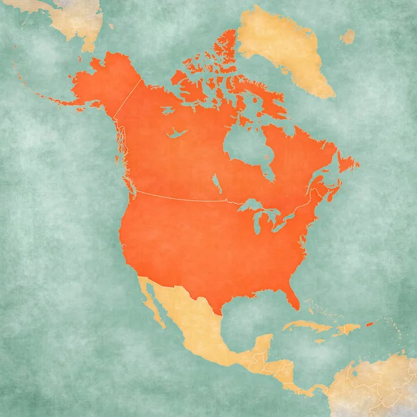 Карта Північної Америки-США та Канада — стокове фото