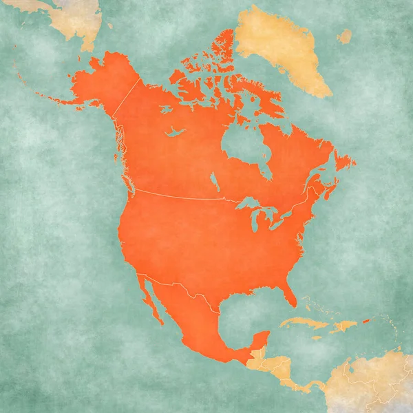 Mapa da América do Norte - EUA, Canadá e México — Fotografia de Stock