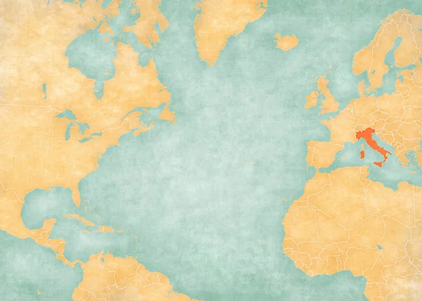 Mappa dell'Oceano Atlantico settentrionale - Italia — Foto Stock