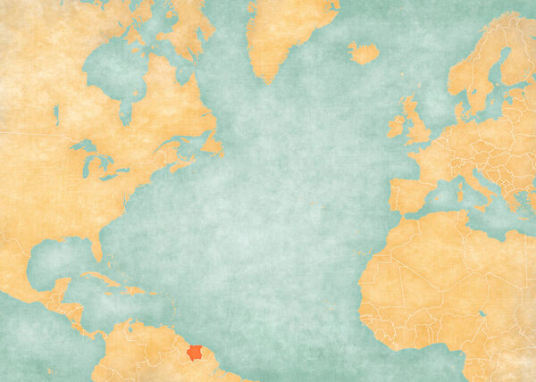 Map of North Atlantic Ocean - Suriname