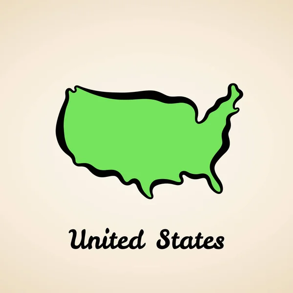Stany Zjednoczone Ameryki-Mapa przeglądowa — Wektor stockowy