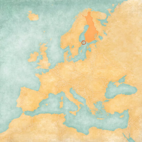 Mappa dell'Europa - Isole Aland con la Finlandia — Foto Stock