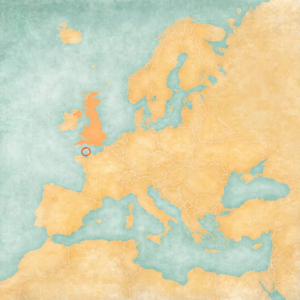 Európa-Térkép-Guernsey az Egyesült Királyságban — Stock Fotó