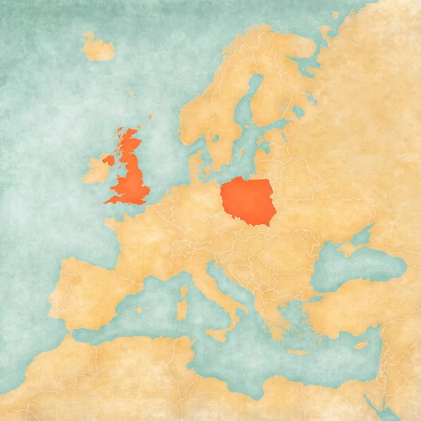 Map of Europe - UK and Poland — Stock Photo, Image