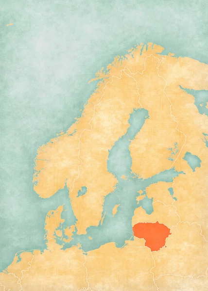Kaart van Scandinavië - Litouwen — Stockfoto