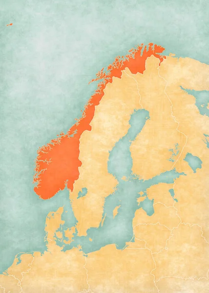 Kaart van Scandinavië - Noorwegen — Stockfoto