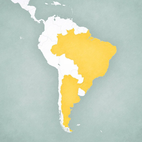 Kaart van Zuid-Amerika - Brazilië en Argentinië — Stockfoto