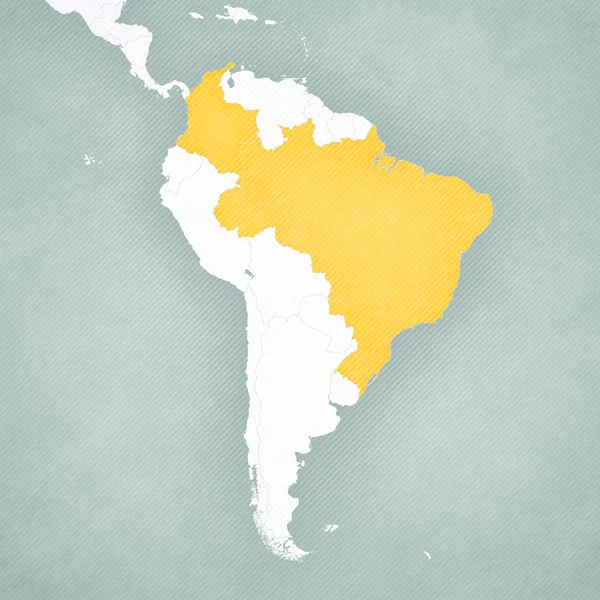 Kaart van Zuid-Amerika-Brazilië en Colombia — Stockfoto