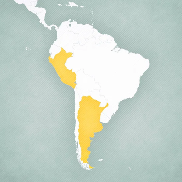 Map of South America - Peru and Argentina — Stock Photo, Image