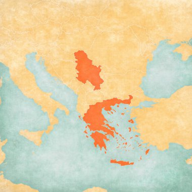 Balkanlar haritası-Yunanistan ve Sırbistan