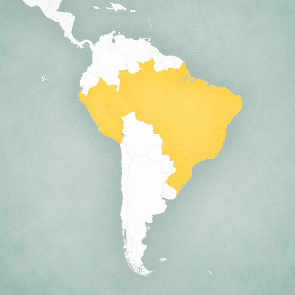 Mapa de Sudamérica - Brasil y Perú — Foto de Stock