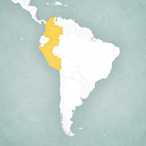 Map of South America - Colombia and Peru — Stock Photo, Image