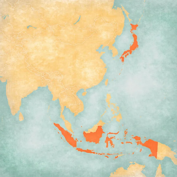 Mapa de Asia Oriental Indonesia y Japón — Foto de Stock