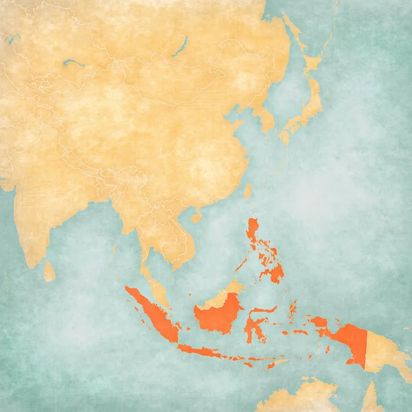 Map of East Asia - Indonesia and Philippines — Stock Photo, Image